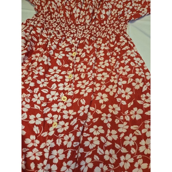 Anthropologie Kindred Red Floral Maxi Dress Womens 2X Milkmaid Fairy Coquette - Picture 4 of 8